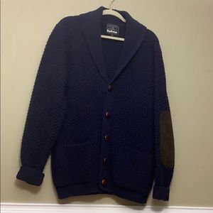 Barbour men’s navy blue 100% wool cardigan